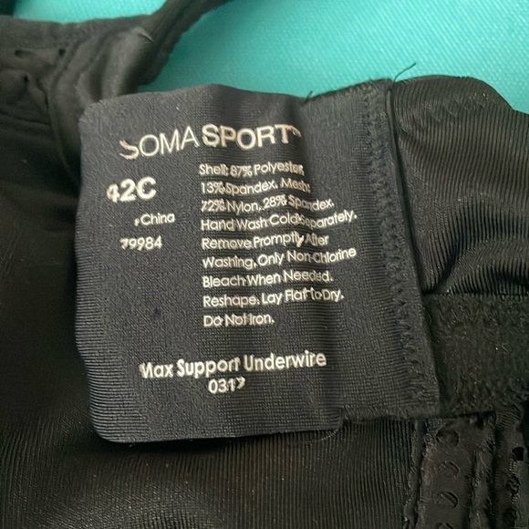 Soma sports bra 42C black no underwire - Picture 4 of 6